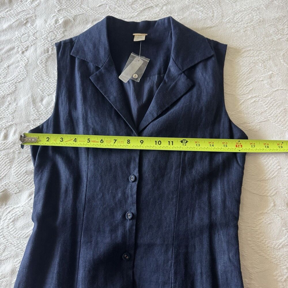 Magaschoni Small Blue Sleeveless Button-Front Linen Maxi Dress Minimalist Costal - Picture 12 of 14